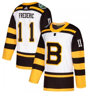 Authentic Adidas Youth Trent Frederic White 2019 Winter Classic Jersey - NHL Boston Bruins