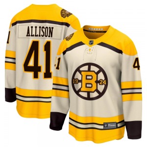 Premier Fanatics Branded Youth Jason Allison Cream Breakaway 100th Anniversary Jersey - NHL Boston Bruins
