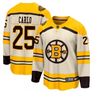 Premier Fanatics Branded Youth Brandon Carlo Cream Breakaway 100th Anniversary Jersey - NHL Boston Bruins