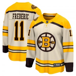 Premier Fanatics Branded Youth Trent Frederic Cream Breakaway 100th Anniversary Jersey - NHL Boston Bruins