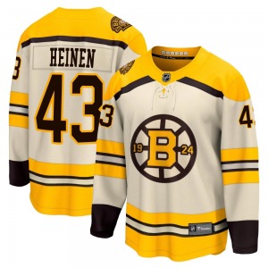 Premier Fanatics Branded Youth Danton Heinen Cream Breakaway 100th Anniversary Jersey - NHL Boston Bruins