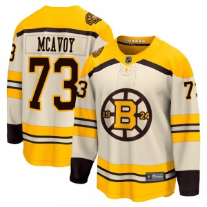 Premier Fanatics Branded Youth Charlie McAvoy Cream Breakaway 100th Anniversary Jersey - NHL Boston Bruins