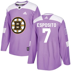 Authentic Adidas Adult Phil Esposito Purple Fights Cancer Practice Jersey - NHL Boston Bruins