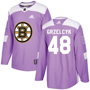 Authentic Adidas Adult Matt Grzelcyk Purple Fights Cancer Practice Jersey - NHL Boston Bruins