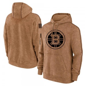 Adult Brown 2023 Salute to Service Club Pullover Hoodie - NHL Boston Bruins