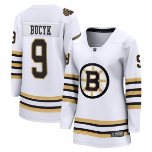 Premier Fanatics Branded Women's Johnny Bucyk White Breakaway 100th Anniversary Jersey - NHL Boston Bruins
