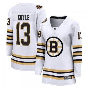 Premier Fanatics Branded Women's Charlie Coyle White Breakaway 100th Anniversary Jersey - NHL Boston Bruins