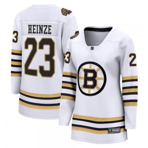 Premier Fanatics Branded Women's Steve Heinze White Breakaway 100th Anniversary Jersey - NHL Boston Bruins