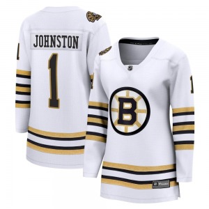 Premier Fanatics Branded Women's Eddie Johnston White Breakaway 100th Anniversary Jersey - NHL Boston Bruins