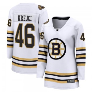 Premier Fanatics Branded Women's David Krejci White Breakaway 100th Anniversary Jersey - NHL Boston Bruins