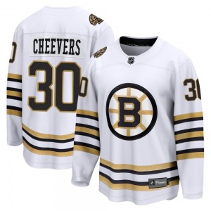 Premier Fanatics Branded Youth Gerry Cheevers White Breakaway 100th Anniversary Jersey - NHL Boston Bruins
