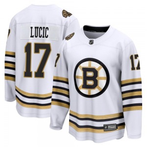 Premier Fanatics Branded Youth Milan Lucic White Breakaway 100th Anniversary Jersey - NHL Boston Bruins