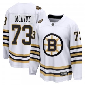 Premier Fanatics Branded Youth Charlie McAvoy White Breakaway 100th Anniversary Jersey - NHL Boston Bruins
