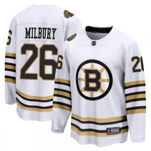 Premier Fanatics Branded Youth Mike Milbury White Breakaway 100th Anniversary Jersey - NHL Boston Bruins