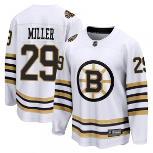 Premier Fanatics Branded Youth Jay Miller White Breakaway 100th Anniversary Jersey - NHL Boston Bruins