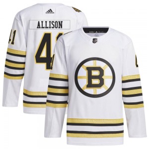 Authentic Adidas Adult Jason Allison White 100th Anniversary Primegreen Jersey - NHL Boston Bruins
