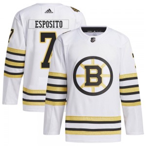 Authentic Adidas Adult Phil Esposito White 100th Anniversary Primegreen Jersey - NHL Boston Bruins
