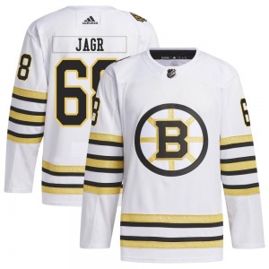 Authentic Adidas Adult Jaromir Jagr White 100th Anniversary Primegreen Jersey - NHL Boston Bruins