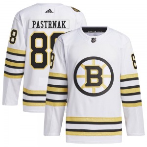 Authentic Adidas Adult David Pastrnak White 100th Anniversary Primegreen Jersey - NHL Boston Bruins