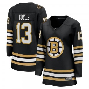 Premier Fanatics Branded Women's Charlie Coyle Black Breakaway 100th Anniversary Jersey - NHL Boston Bruins