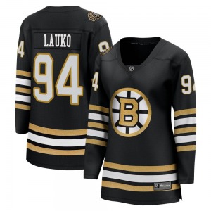 Premier Fanatics Branded Women's Jakub Lauko Black Breakaway 100th Anniversary Jersey - NHL Boston Bruins