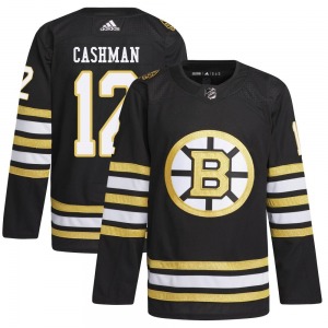 Authentic Adidas Youth Wayne Cashman Black 100th Anniversary Primegreen Jersey - NHL Boston Bruins
