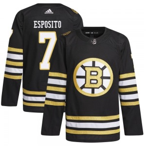 Authentic Adidas Youth Phil Esposito Black 100th Anniversary Primegreen Jersey - NHL Boston Bruins