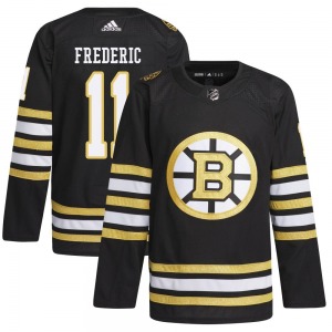 Authentic Adidas Youth Trent Frederic Black 100th Anniversary Primegreen Jersey - NHL Boston Bruins