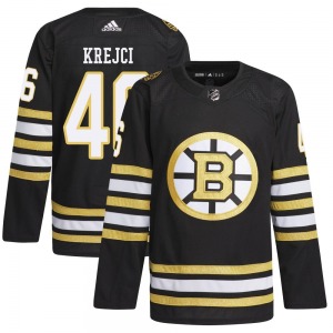 Authentic Adidas Youth David Krejci Black 100th Anniversary Primegreen Jersey - NHL Boston Bruins