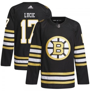 Authentic Adidas Youth Milan Lucic Black 100th Anniversary Primegreen Jersey - NHL Boston Bruins