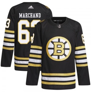 Authentic Adidas Youth Brad Marchand Black 100th Anniversary Primegreen Jersey - NHL Boston Bruins
