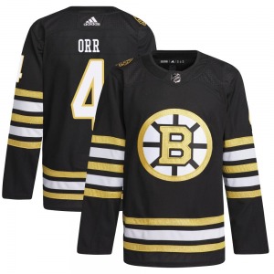 Authentic Adidas Youth Bobby Orr Black 100th Anniversary Primegreen Jersey - NHL Boston Bruins