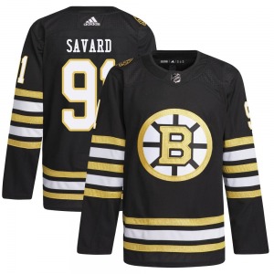Authentic Adidas Youth Marc Savard Black 100th Anniversary Primegreen Jersey - NHL Boston Bruins
