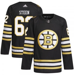Authentic Adidas Youth Oskar Steen Black 100th Anniversary Primegreen Jersey - NHL Boston Bruins