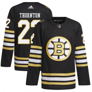 Authentic Adidas Youth Shawn Thornton Black 100th Anniversary Primegreen Jersey - NHL Boston Bruins