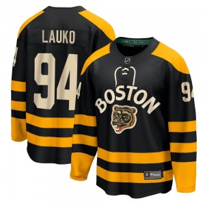 Breakaway Fanatics Branded Youth Jakub Lauko Black 2023 Winter Classic Jersey - NHL Boston Bruins