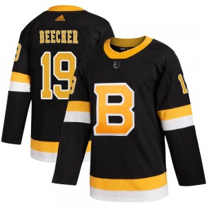 Authentic Adidas Youth Johnny Beecher Black Alternate Jersey - NHL Boston Bruins