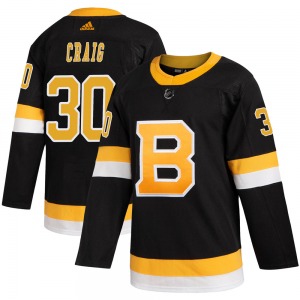 Authentic Adidas Youth Jim Craig Black Alternate Jersey - NHL Boston Bruins