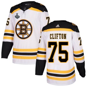 Authentic Adidas Youth Connor Clifton White Away 2019 Stanley Cup Final Bound Jersey - NHL Boston Bruins