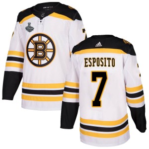 Authentic Adidas Youth Phil Esposito White Away 2019 Stanley Cup Final Bound Jersey - NHL Boston Bruins
