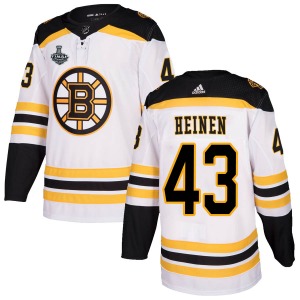 Authentic Adidas Youth Danton Heinen White Away 2019 Stanley Cup Final Bound Jersey - NHL Boston Bruins