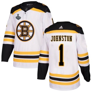 Authentic Adidas Youth Eddie Johnston White Away 2019 Stanley Cup Final Bound Jersey - NHL Boston Bruins