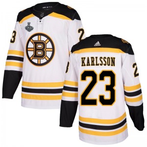 Authentic Adidas Youth Jakob Forsbacka Karlsson White Away 2019 Stanley Cup Final Bound Jersey - NHL Boston Bruins