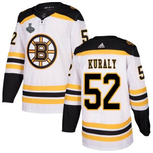 Authentic Adidas Youth Sean Kuraly White Away 2019 Stanley Cup Final Bound Jersey - NHL Boston Bruins