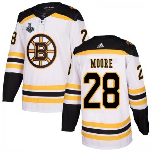 Authentic Adidas Youth Dominic Moore White Away 2019 Stanley Cup Final Bound Jersey - NHL Boston Bruins