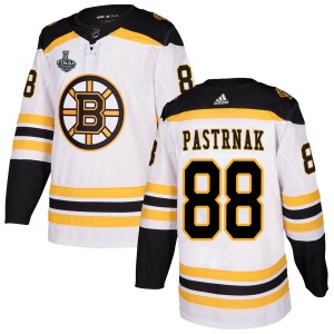 Authentic Adidas Youth David Pastrnak White Away 2019 Stanley Cup Final Bound Jersey - NHL Boston Bruins