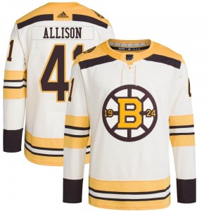 Authentic Adidas Youth Jason Allison Cream 100th Anniversary Primegreen Jersey - NHL Boston Bruins