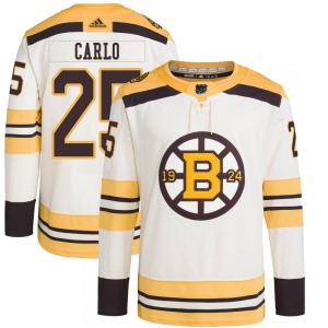 Authentic Adidas Youth Brandon Carlo Cream 100th Anniversary Primegreen Jersey - NHL Boston Bruins