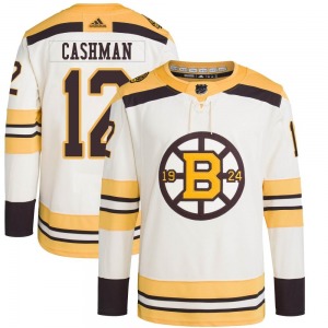 Authentic Adidas Youth Wayne Cashman Cream 100th Anniversary Primegreen Jersey - NHL Boston Bruins