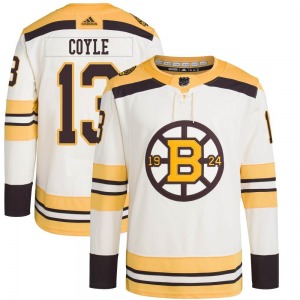 Authentic Adidas Youth Charlie Coyle Cream 100th Anniversary Primegreen Jersey - NHL Boston Bruins